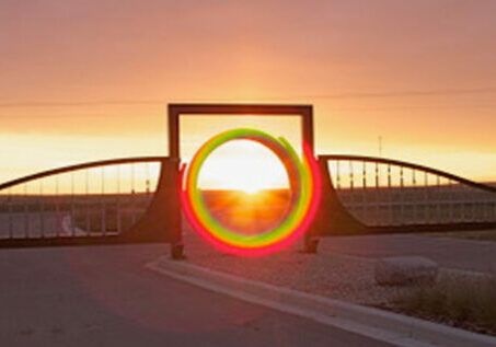 Sunset image of Threshold Gates by Tony bloom